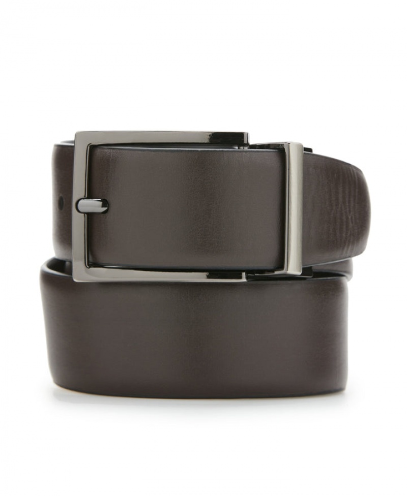 Perry Ellis Wavy Black Leather Belt Black | 681UFKNQT